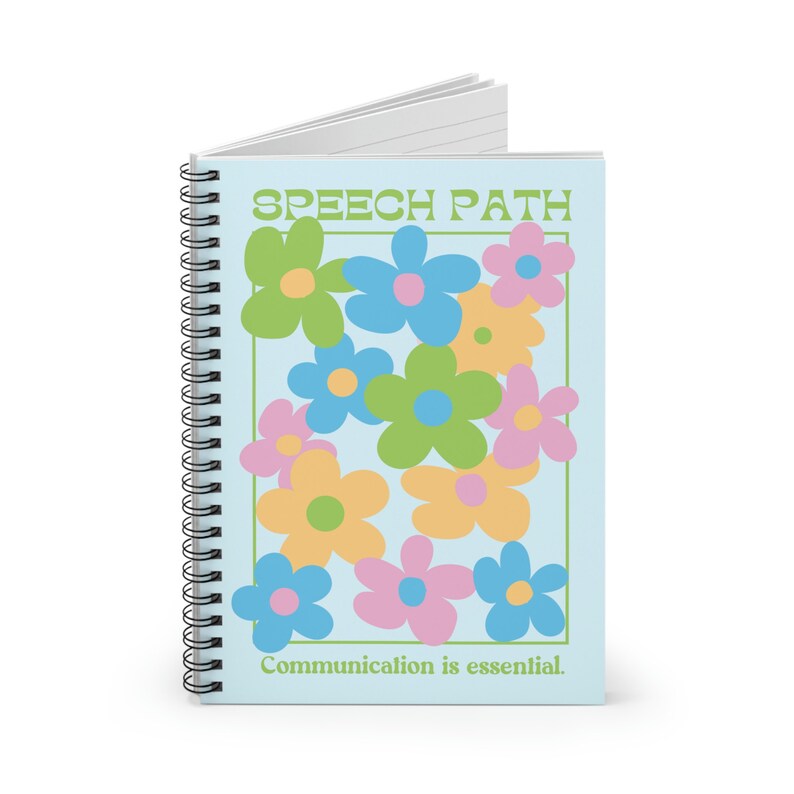 Speech Path Bright Floral Spiral Ruled Line Notebook | Speech Therapy Organization Notebook Spiral Notes | SLP Gift Speech Therapist image 3