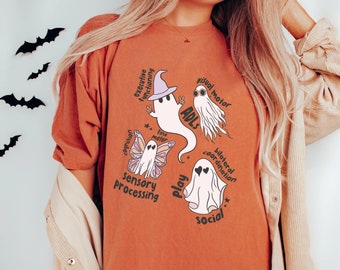 Ghost Friends OT Scope Comfort Colors T-Shirt | OT Shirt | Halloween Occupational Therapy Shirt | Occupational Therapist | Fall Shirt