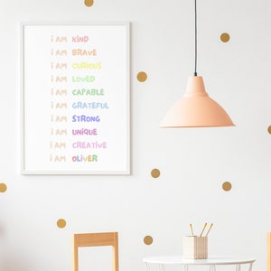 Positive Affirmations For Kids, Printable Rainbow Affirmations, Kids Positive Affirmations Wall Art, Daily Affirmations Poster For Kids,