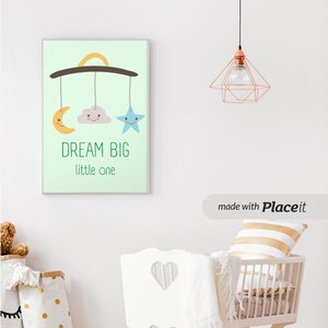 GREEN Nursery Wall Art for Baby Room, Dream Big Little One, Nursery Decoration, Baby Girl Room, Baby Boy Room, Newborn Gift Baby Shower