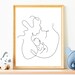 One Line Drawing Wall Art Print of Parents Holding Baby, First Father's ...