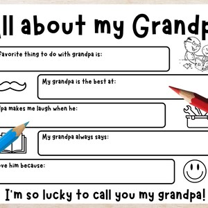 All About My Grandpa Printable, Gift From Grandkids, DIY Fathers Day ...