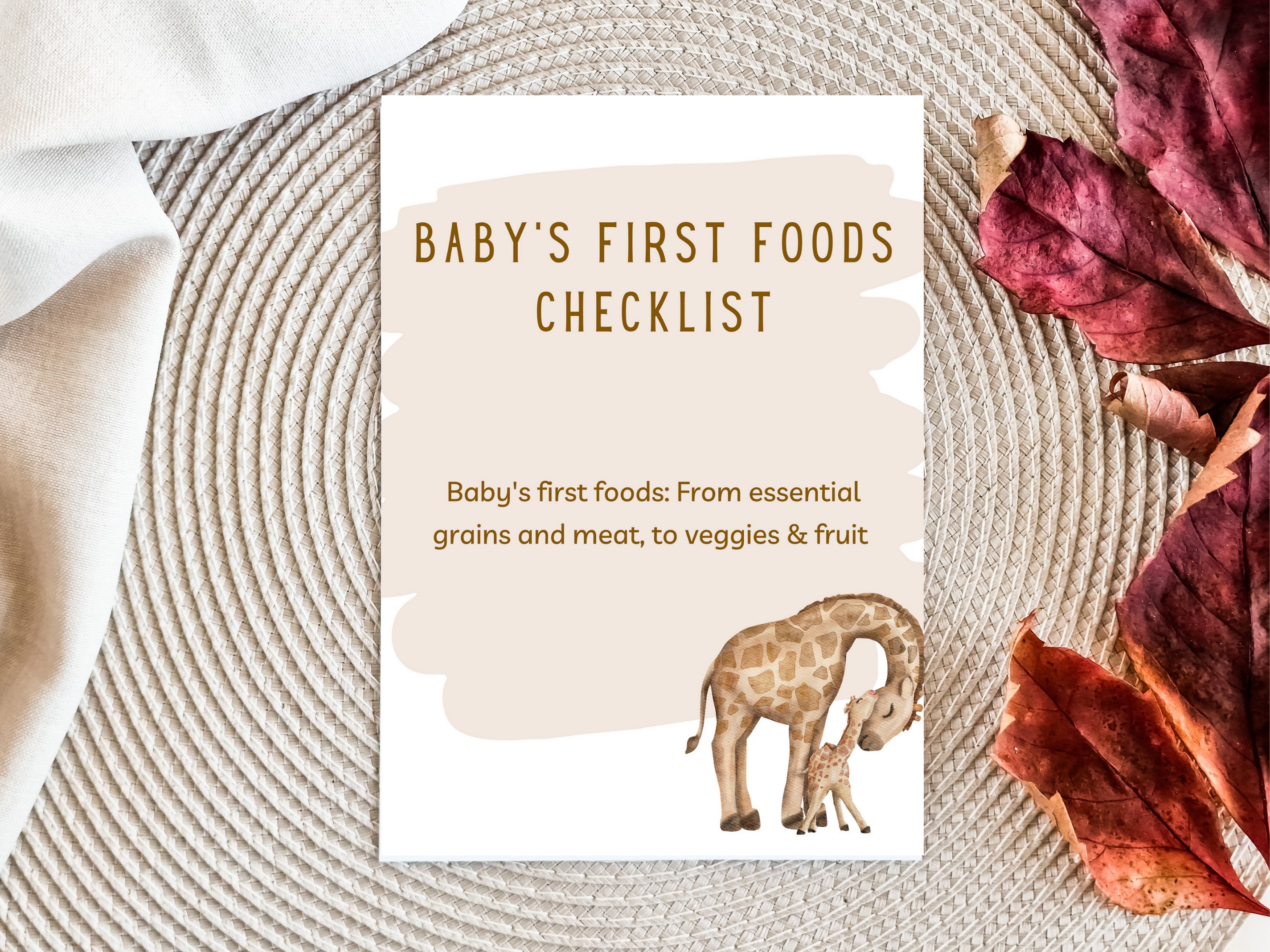 Printable Baby First Foods Checklist, Baby Led Weaning Tracker, Digital