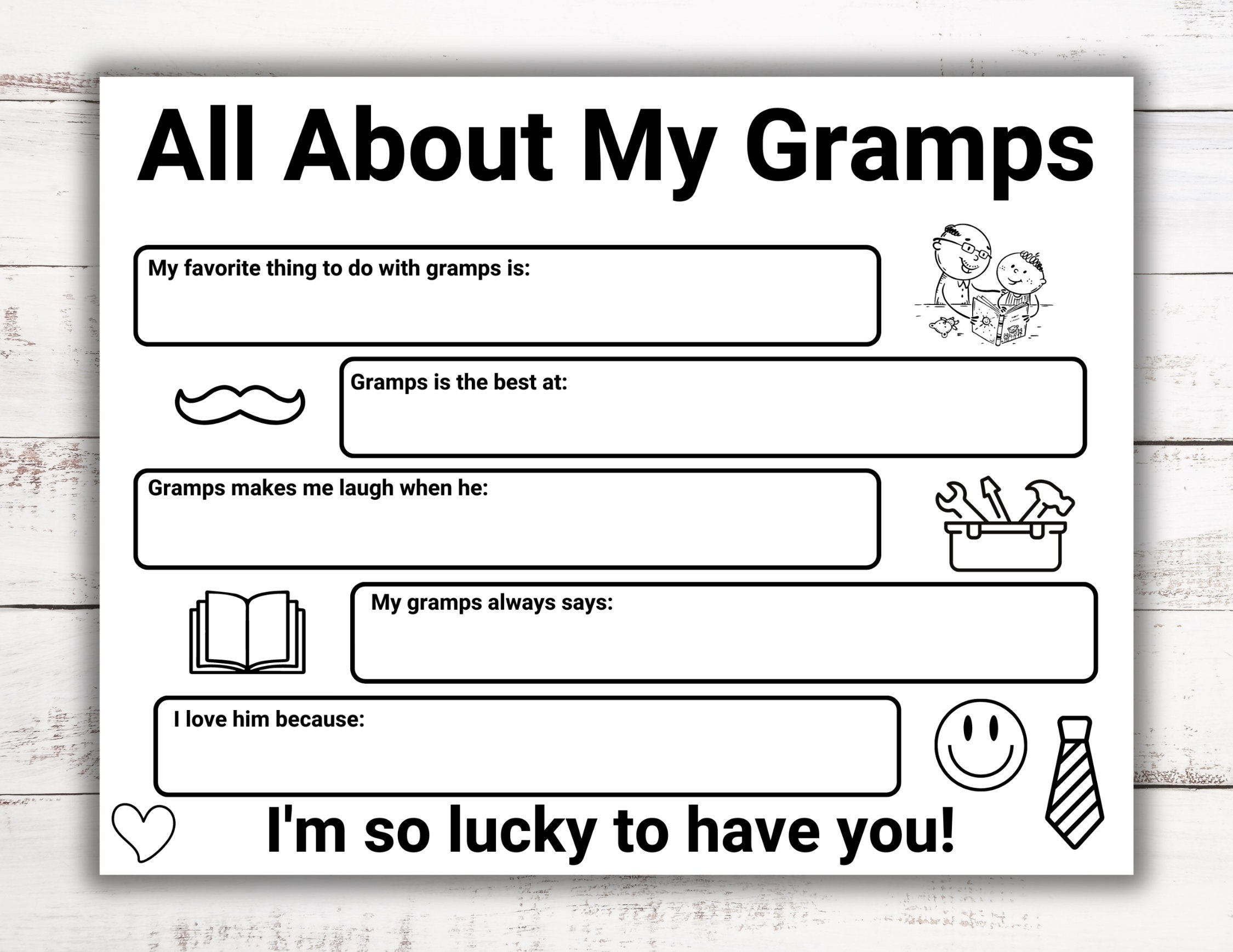 Customize All About My Grandpa Printable, Personalized Gift From ...