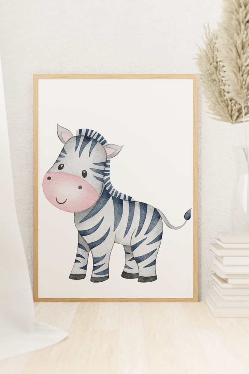 Printable Set of 6 Safari Animals for Baby Room, Neutral Nursery Wall