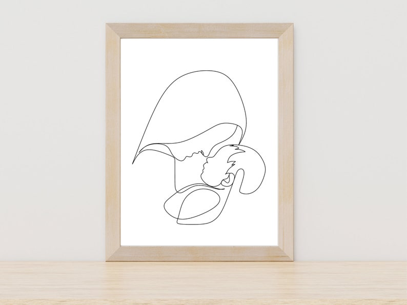 Mommy and Me Line Drawing, Gift for Expecting Mom, Line Wall Art for ...