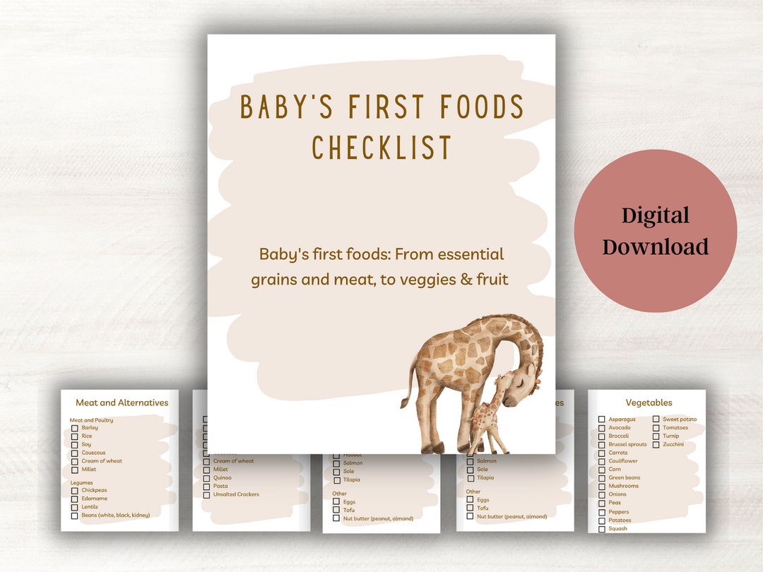 Printable Baby First Foods Checklist, Baby Led Weaning Tracker, Digital