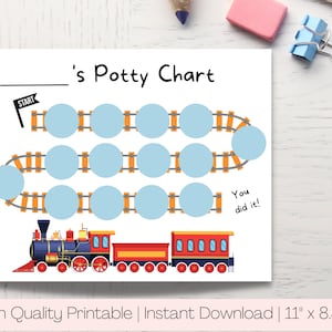 Train Theme Potty Chart Printable for Toddlers, Sticker Chart, Digital Download for Potty Training, Toddler Reward Chart, PDF Potty Tracker