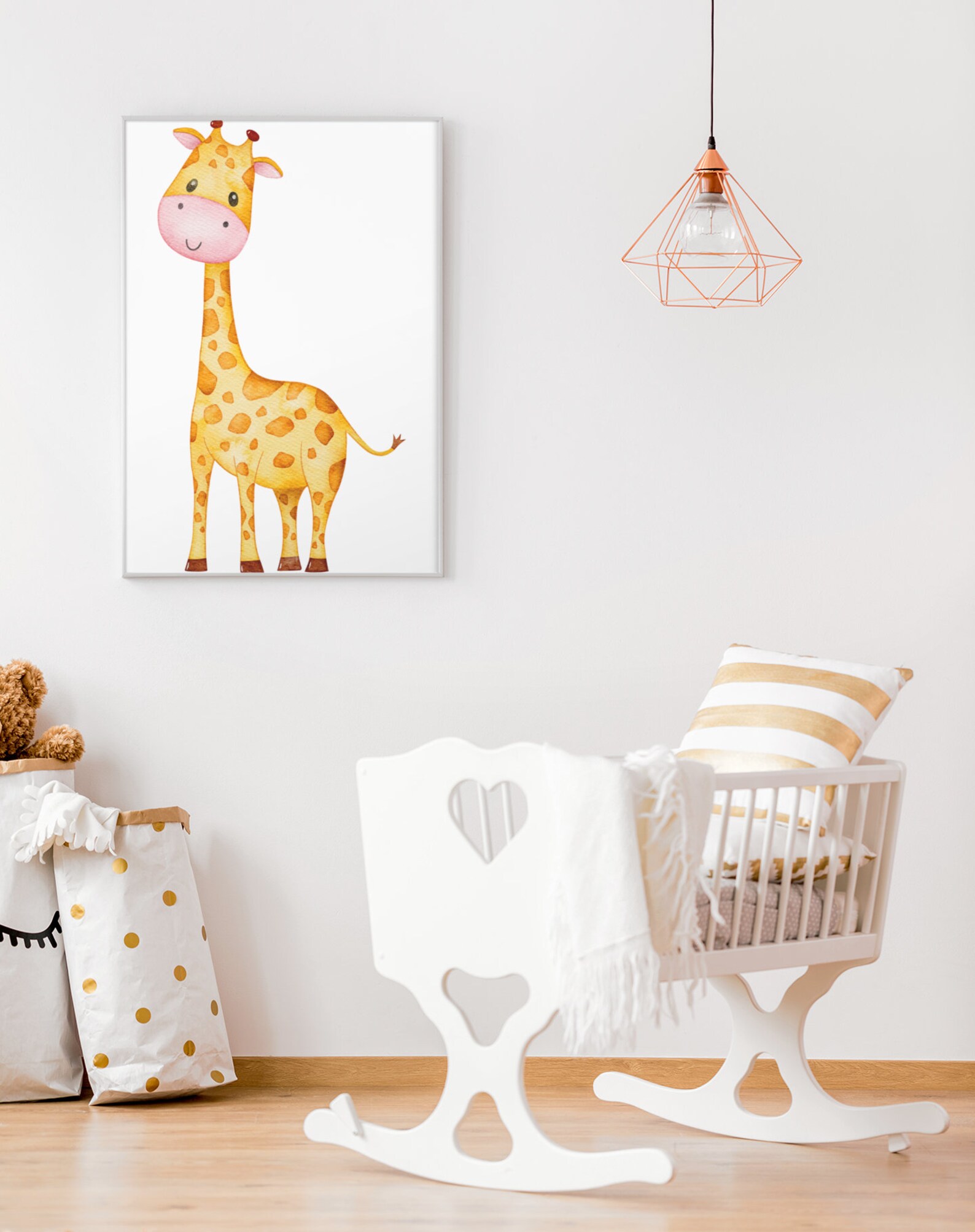 Printable Set of 6 Safari Animals for Baby Room, Neutral Nursery Wall