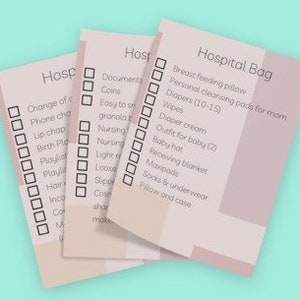 Hospital Bag Checklist for New Baby, Customizable Baby Planner for Expecting Parents, New Mom Gift Basket Idea, Newborn Essentials Checklist