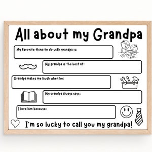 All About My Grandpa Printable, Gift From Grandkids, DIY Fathers Day ...