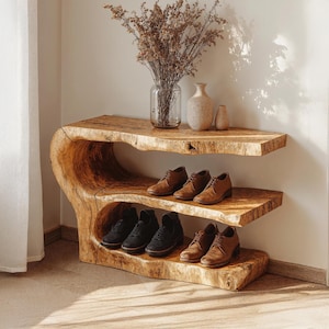 Handmade shoe cabinet Mid century entryway Shoe storage solid wood shoe rack narrow shoe storage wooden shoe cabinet entryway decor