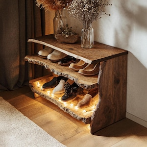 Mid century entryway Shoe storage solid wood shoe rack entryway shoe bench narrow shoe storage wooden shoe cabinet entryway decor