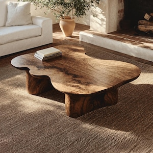 Reclaimed wood sofa table handcrafted solid coffee table farmhouse live edge table handmade low table living room table home decor