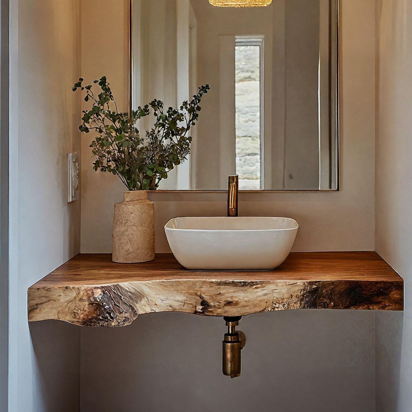 Rustic Floating Vanity Handcrafted Live Edge Bathroom Vanity Shelf Desk ...