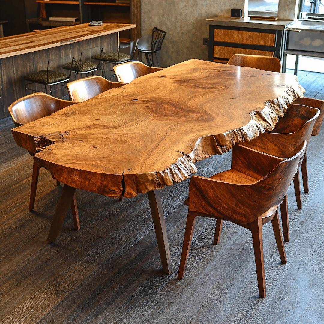 Modern Wood Dining Table Live Edge Solid Wood Dining Table Farmhouse ...