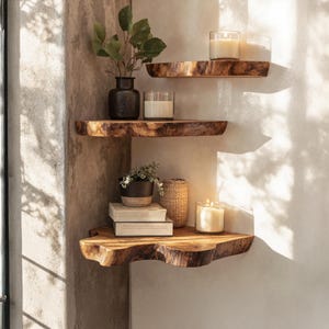 Floating corner shelf live edge floating shelf bookshelf decorations corner wall shelf nursery bookshelf housewarming gift