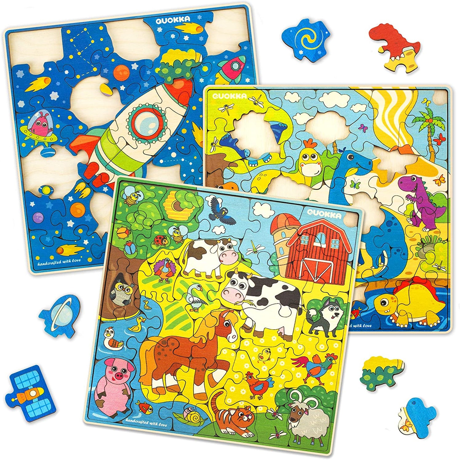Wooden Jigsaw Puzzles for Kids Ages 48 3 Pack Puzzles Etsy