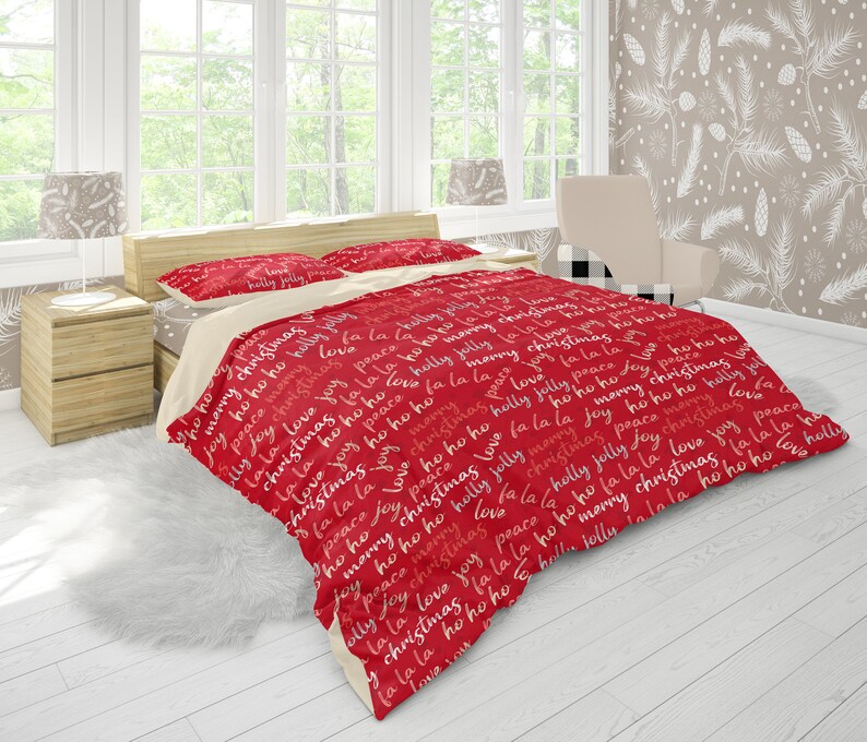 Duvet Cover Christmas Quotes Christmas Decor Twin Duvet Etsy