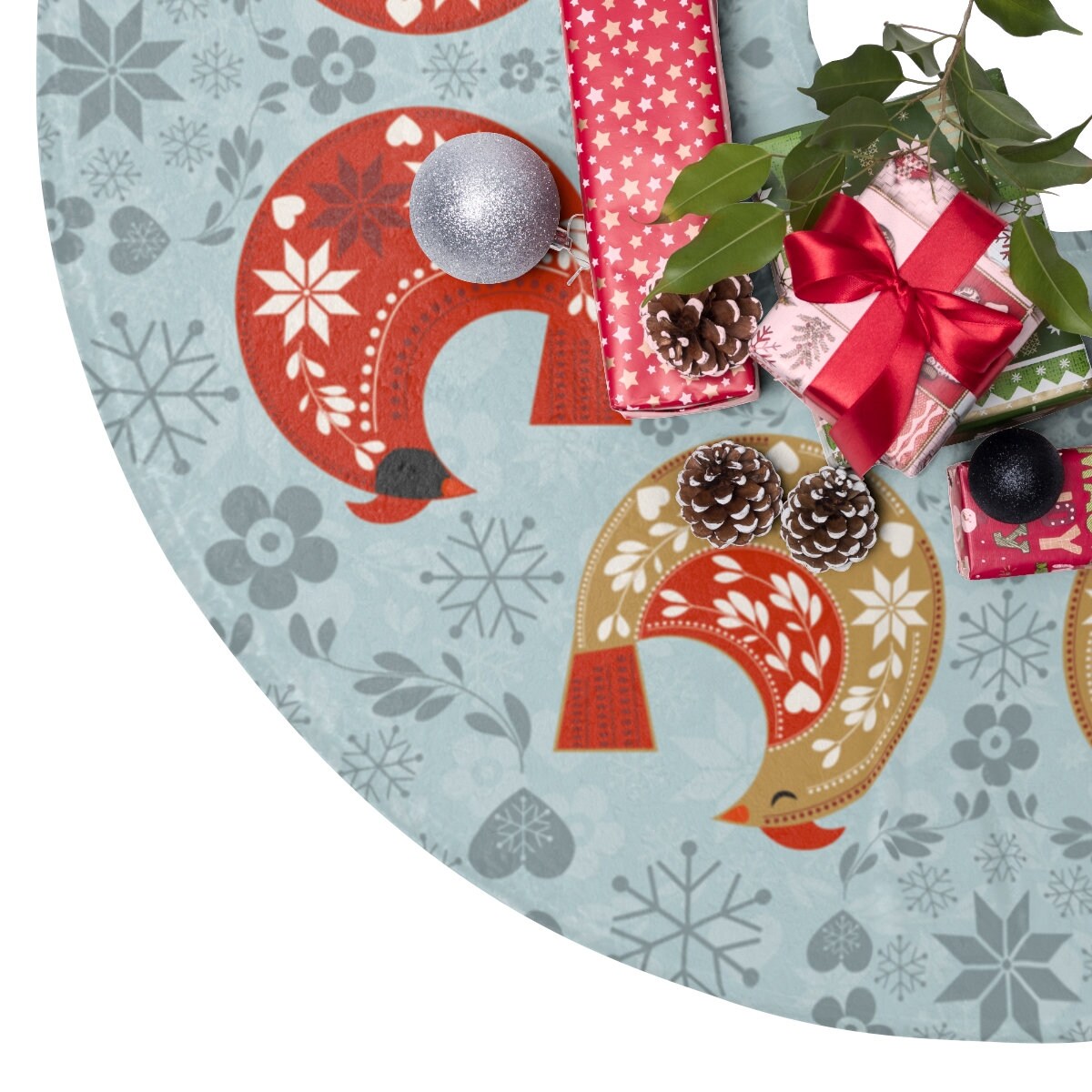 Scandinavian Cardinals Christmas Tree Skirt Norwegian Decor Etsy