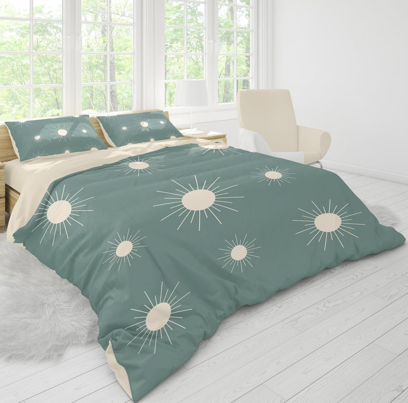 Mid Century Modern Boho Sun Duvet Cover Modern Boho Sun Etsy