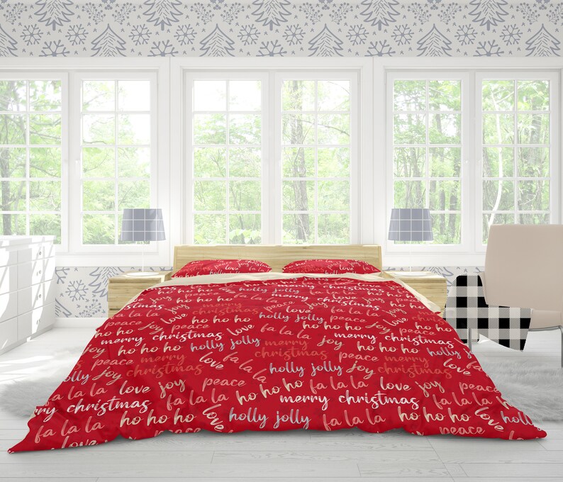 Duvet Cover Christmas Quotes Christmas Decor Twin Duvet Etsy