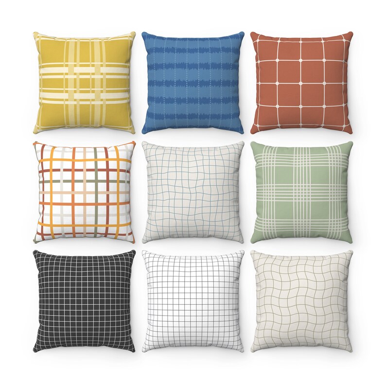 Grid Throw Pillow Case Checkers Plaid Throw Pillow Cover Etsy