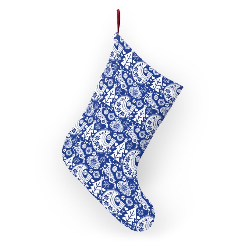 Scandinavian Blue Christmas Tree Skirt Christmas Stocking Etsy