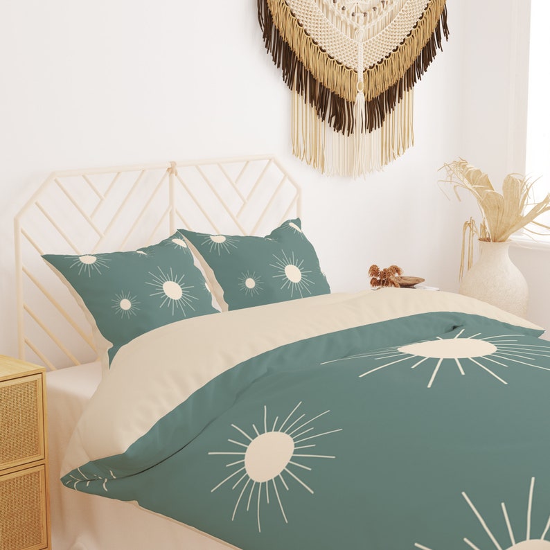Mid Century Modern Boho Sun Duvet Cover Modern Boho Sun Etsy