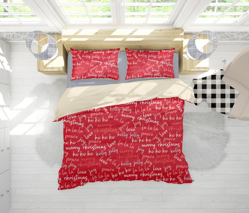 Duvet Cover Christmas Quotes Christmas Decor Twin Duvet Etsy