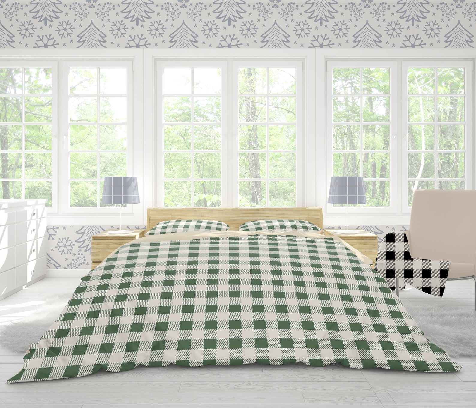 Green Buffalo Plaid Farmhouse Duvet Cover Rustic Farmhouse Etsy Ireland