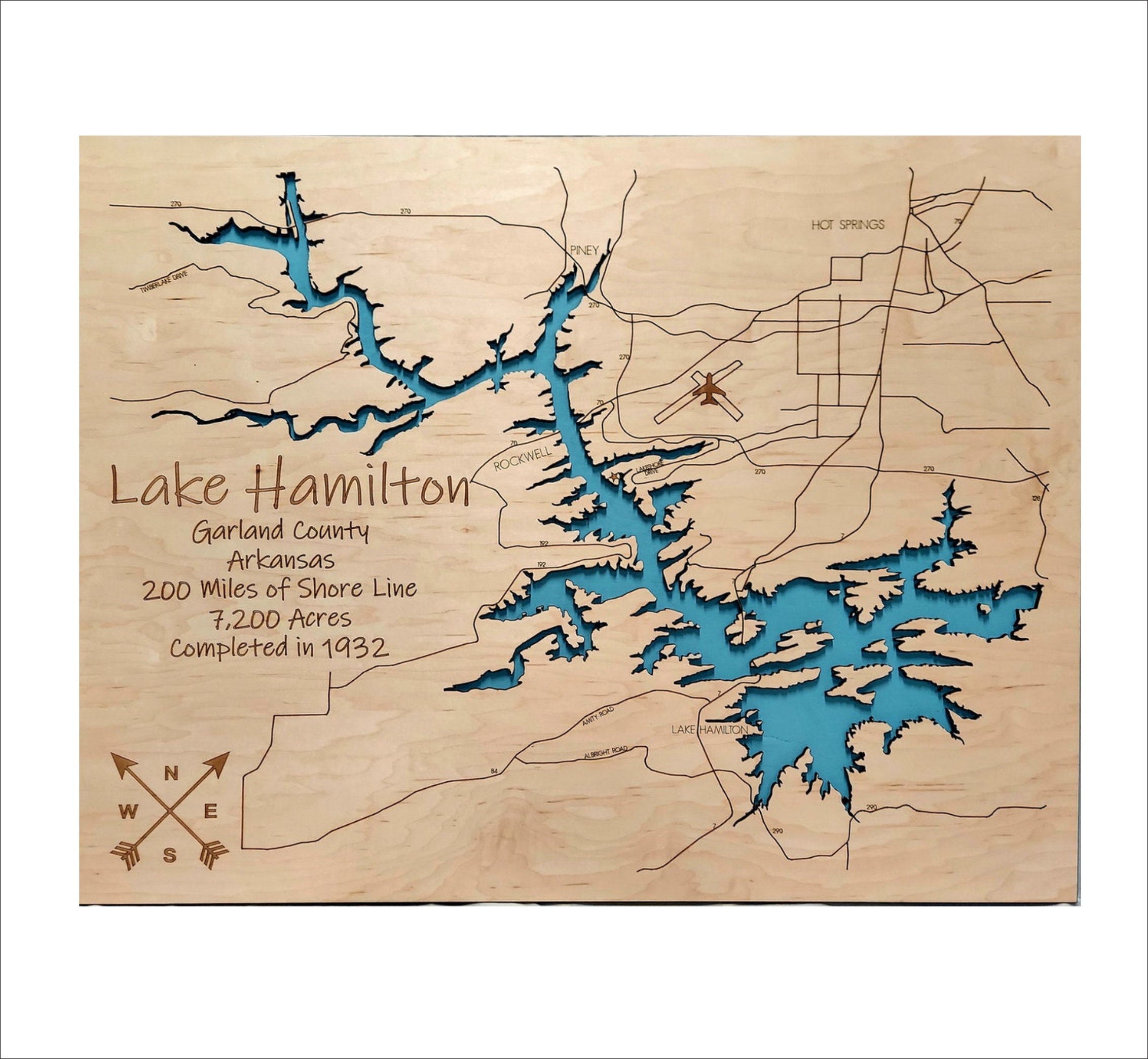 Lake Hamilton Arkansas Map Lake Hamilton Multi-Layered Wood Map - Etsy