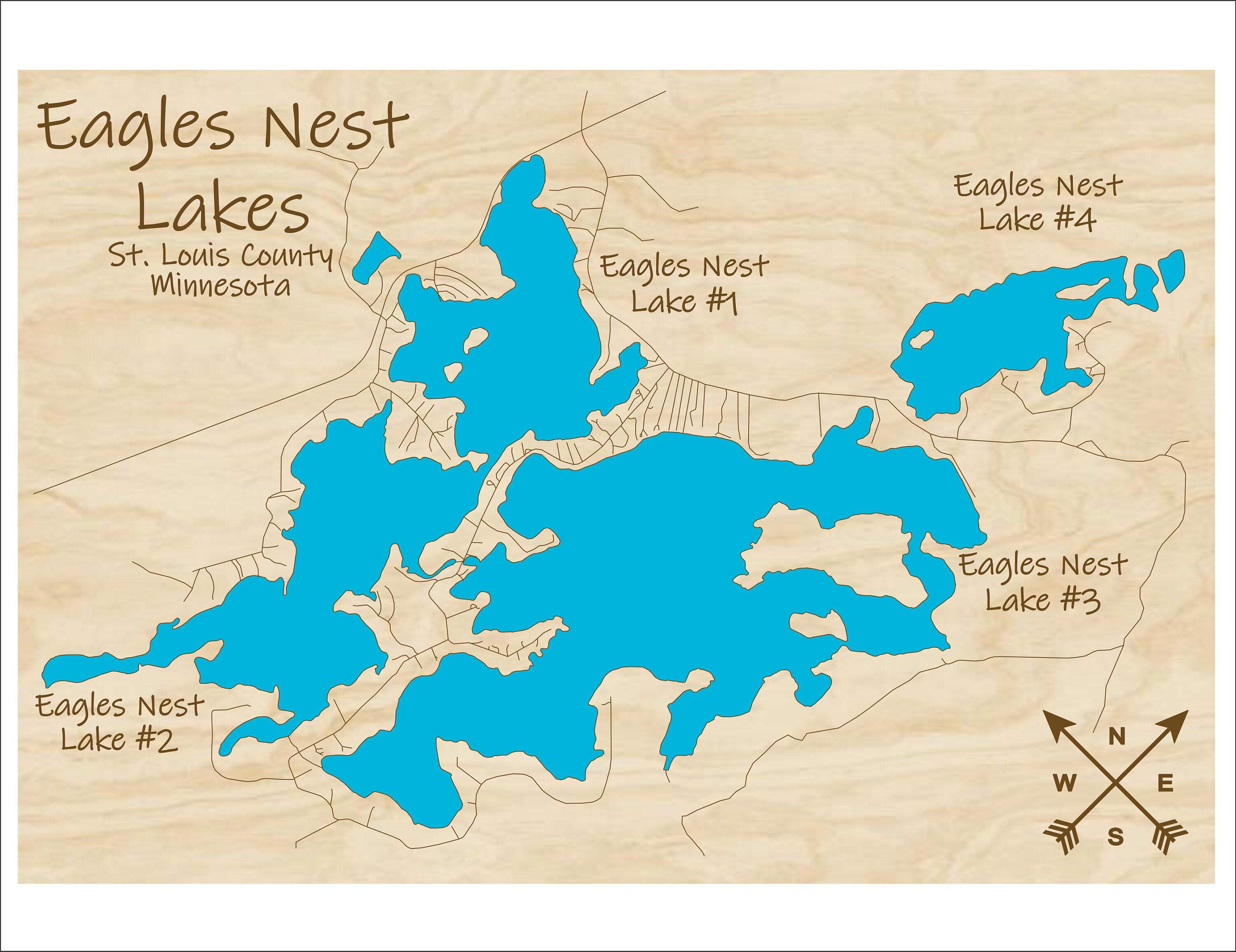 Eagles Nest Lakes MN Wood Map Multilayered and Large Etsy