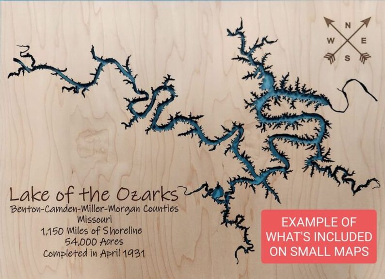 Lake Ponderosa IA Multilayered Wood Map Etsy