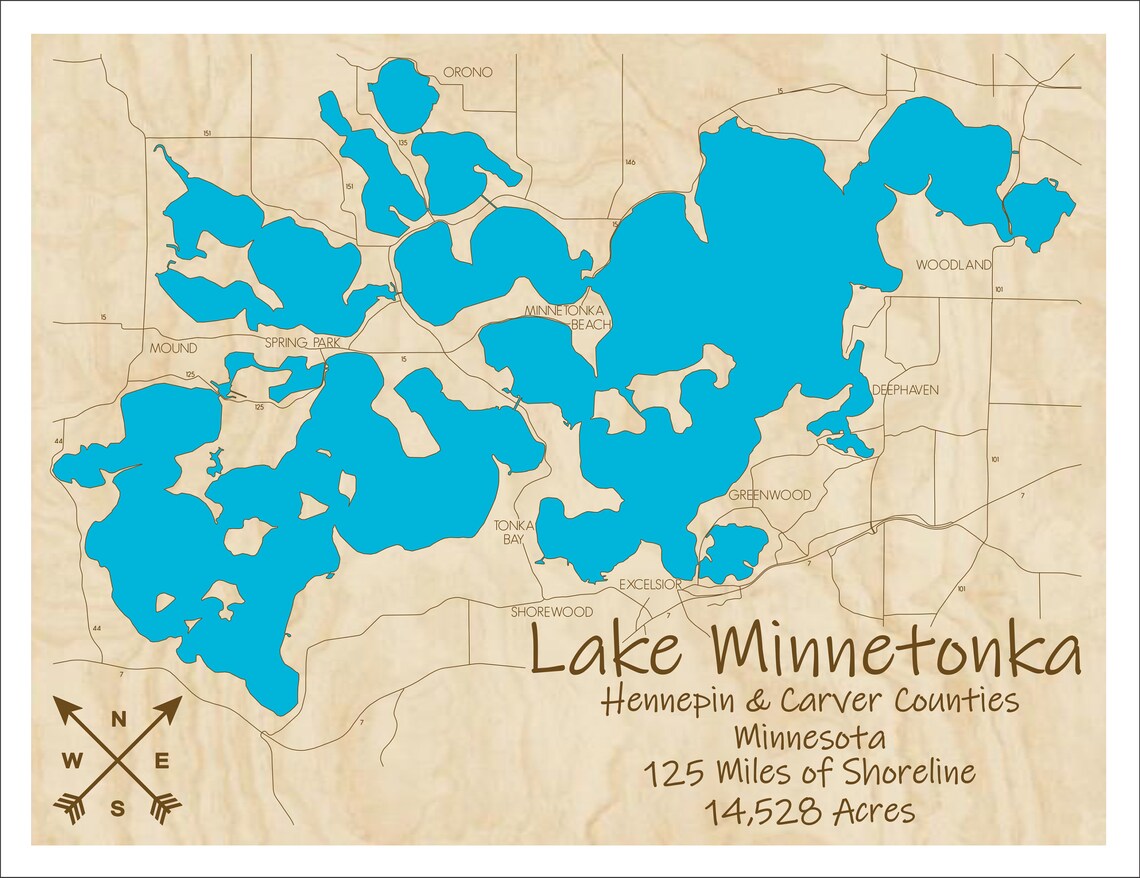 Lake MN Wood Map Multilayered and Large Etsy