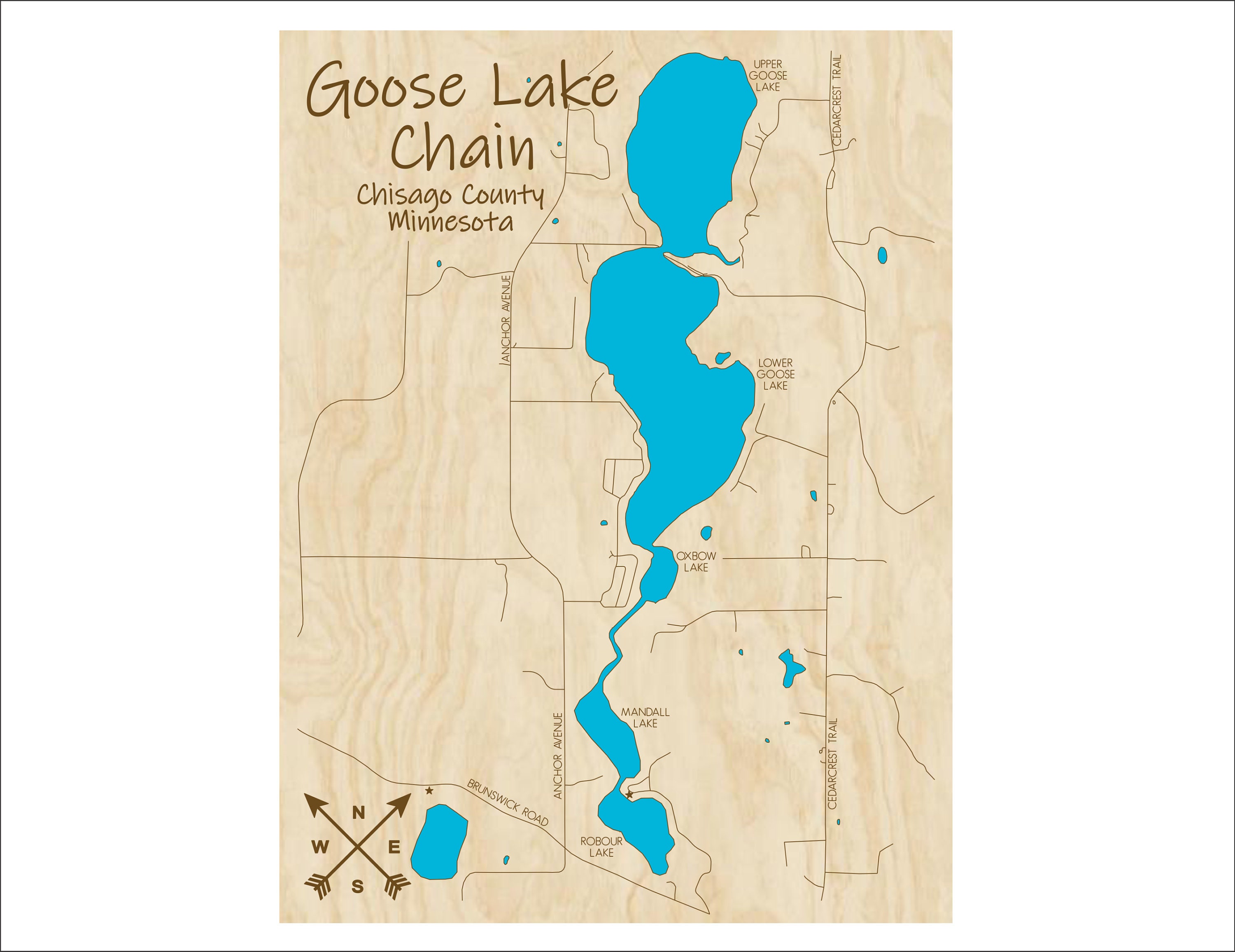 Goose Lake Chain MN Wood Map Multilayered and Large Etsy