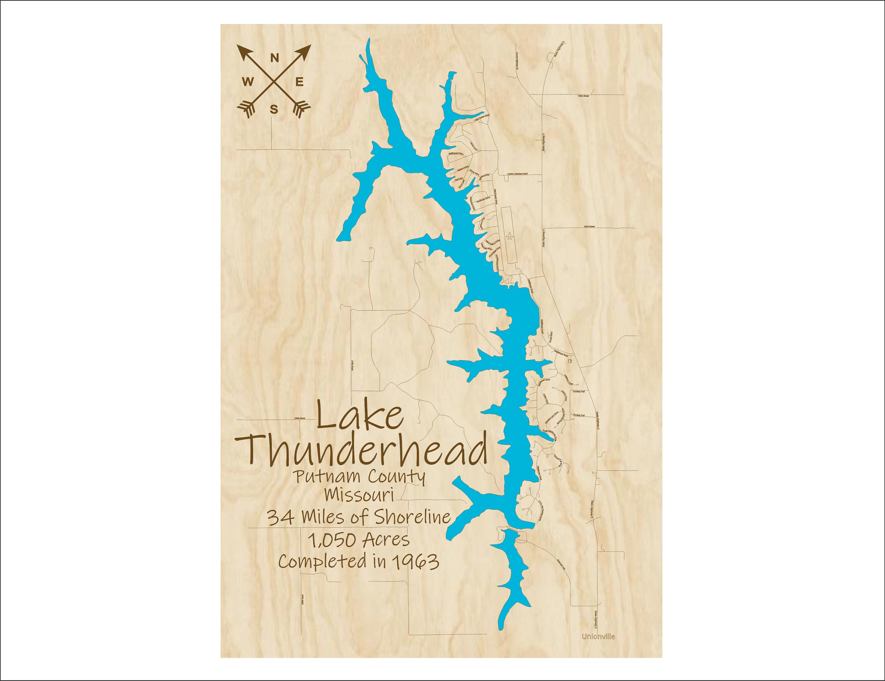 Lake Thunderhead MO Wood Map Multilayered and Large Etsy