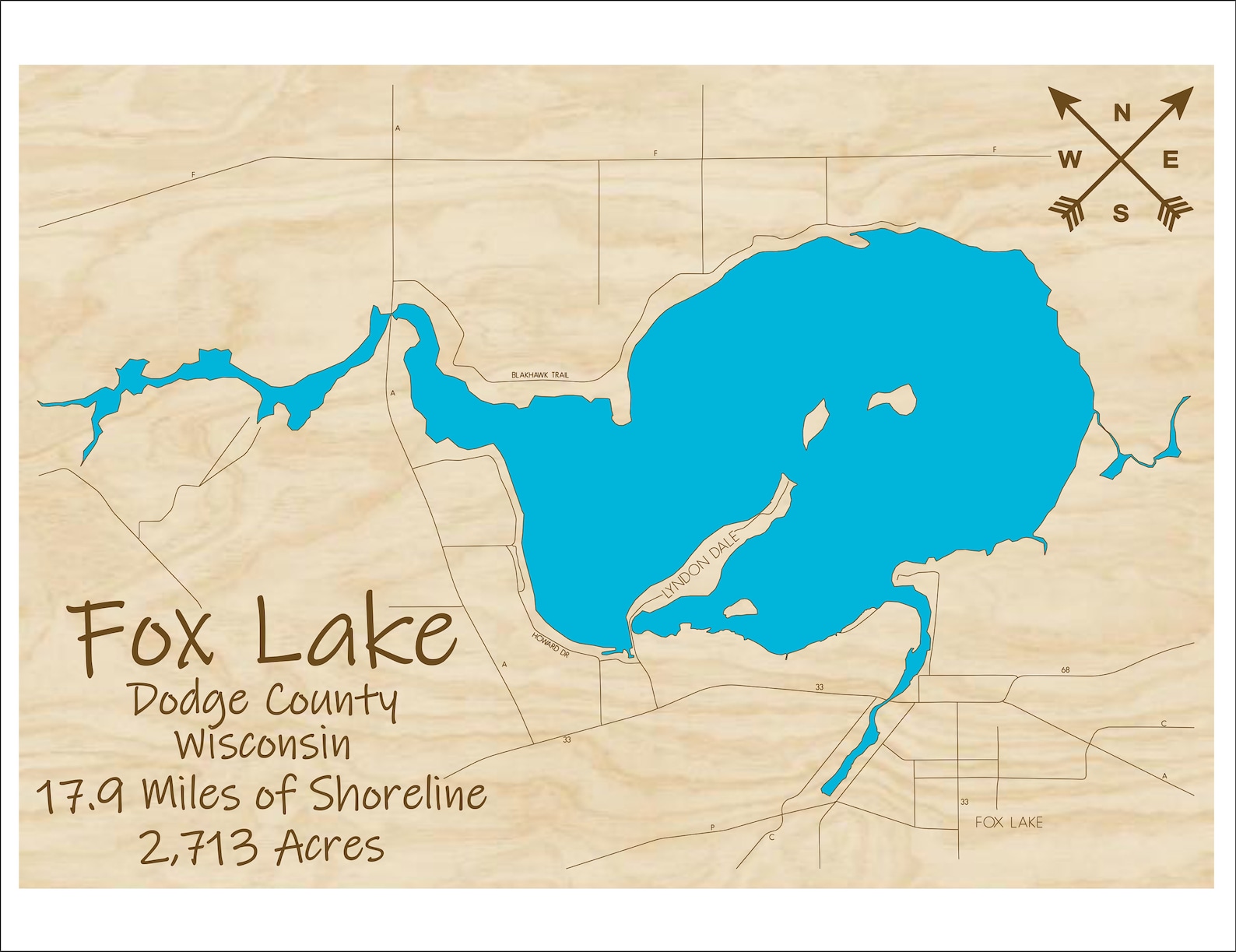 Fox Lake WI Wood Map Multilayered and Large Sized Etsy