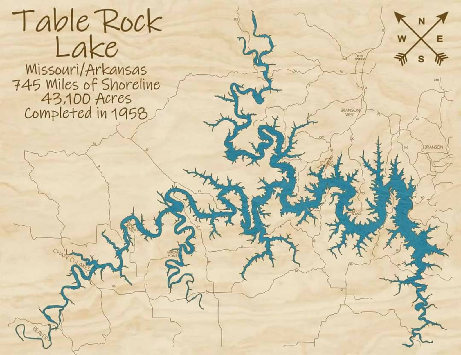 Table Rock Lake Contour Maps