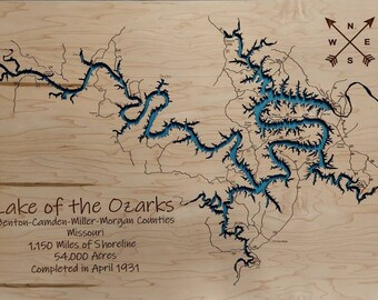 Map Of The Lake Of The Ozarks Lake Ozarks Map | Etsy