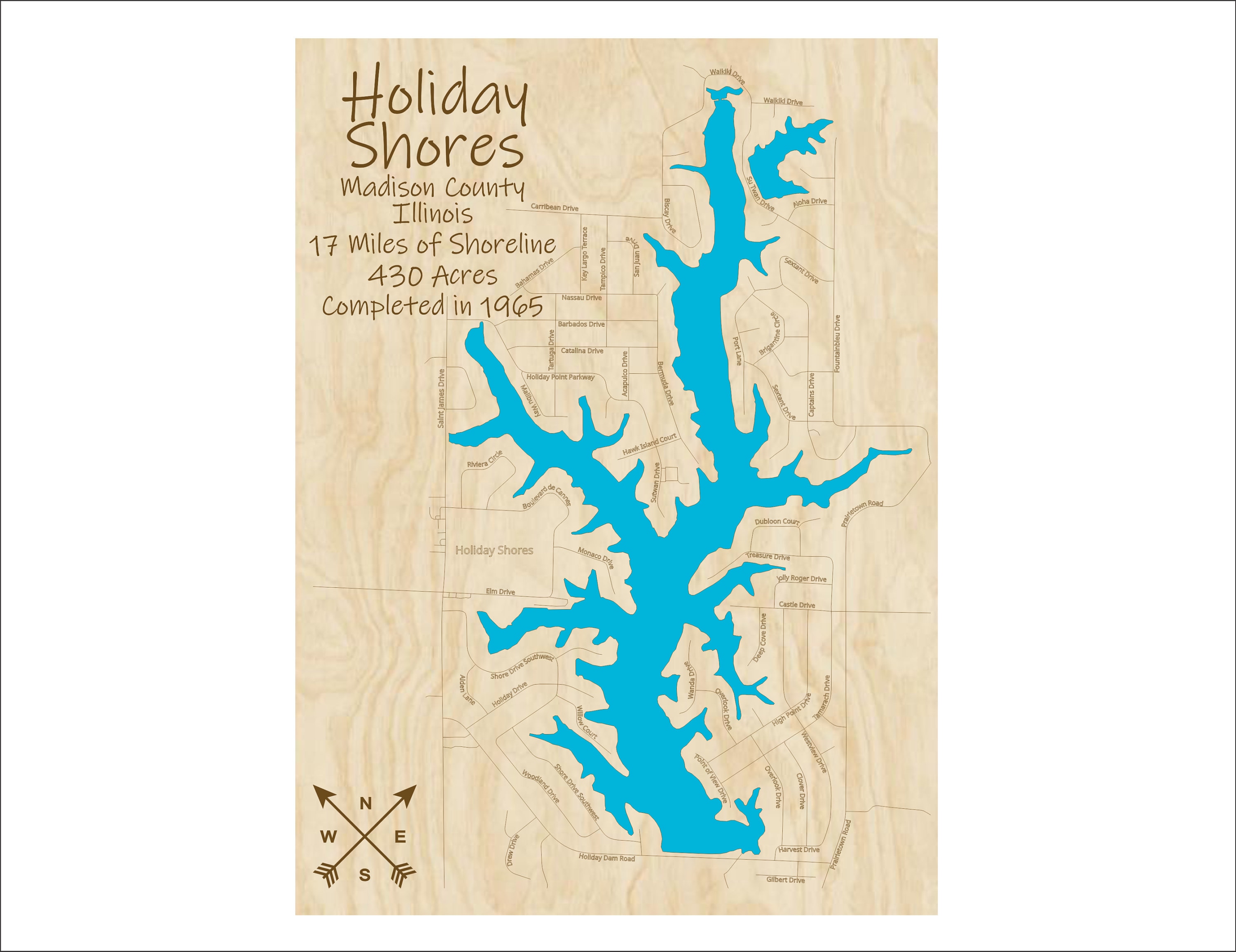 Holiday Shores IL Wood Map Multilayered and Large Sized Etsy