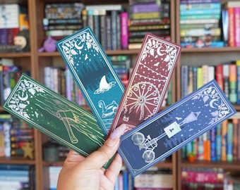Coleção de Marcadores de Livro Summerween | Conjunto de Marcadores de Livro com Folha Holográfica | Marcadores de Livro Góticos | Presente para Leitores | Acessórios de Leitura Assustadores