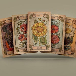 Botanica Oculta Tarot 78 +2 Tarot Card Deck | Designer Tarot Card | Spiritual Reading | Tarot Card for Spiritual Reading | Floral Tarot Card