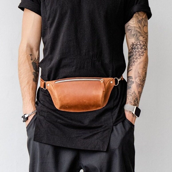 Leather bum bag Leather fanny pack Leather hip bag Leather belt bag