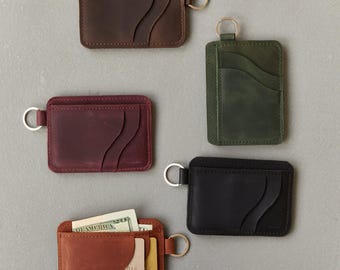 Keychain Wallet Leather Keychain Card Holder Personalized Keyring Wallet Wallet Keychain Leather Card Holder Keychain Small Leather Wallet