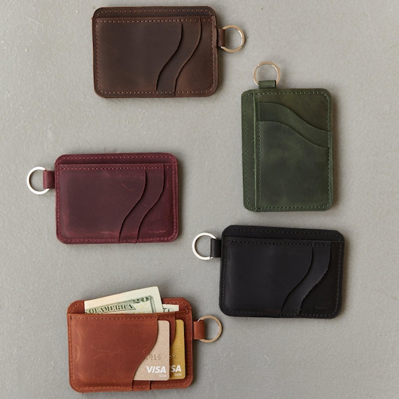 Keychain Wallet Leather Keychain Card Holder Personalized Keyring Wallet Wallet Keychain Leather Card Holder Keychain Small Leather Wallet