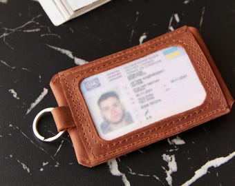 Personalized Leather Keychain Wallet – Custom Monogram | Compact Card Holder in 5 Colors | Ideal Gift for Women