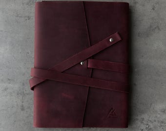 Refillable Leather Wrap Journal 6x8, Standard notepad A5, Personalized Notebook Cover, Birthday Anniversary Gift, Husband Mens Diary