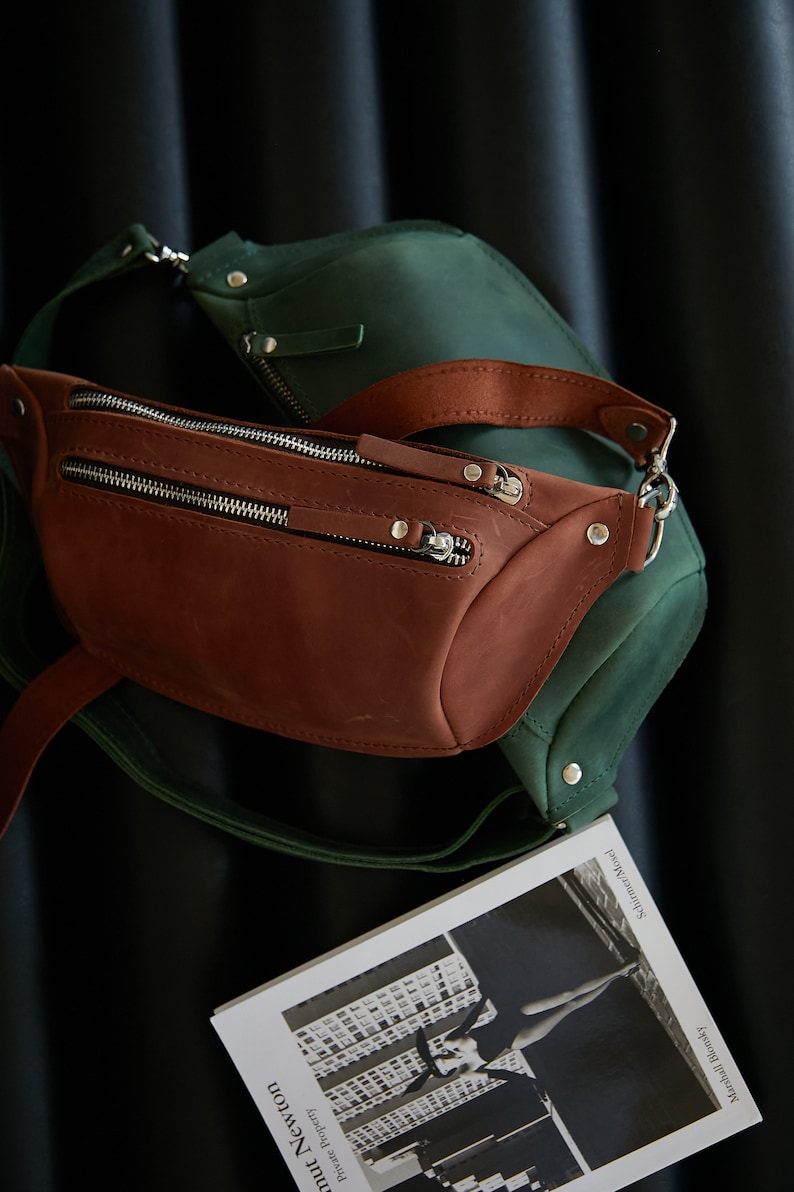 Hip bag, leather belt bag, leather hip bag, belt bag waist bag bum bag fanny bag leather Crossbody pouch image 5