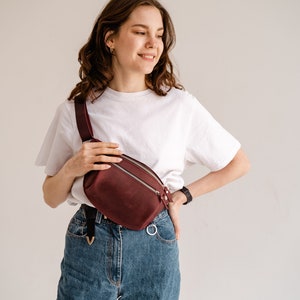 Hip bag, leather belt bag, leather hip bag, belt bag waist bag bum bag fanny bag leather Crossbody pouch image 8